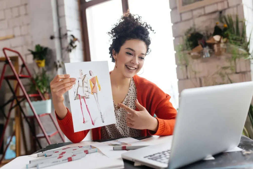 Profissional de moda em treinamento digital
